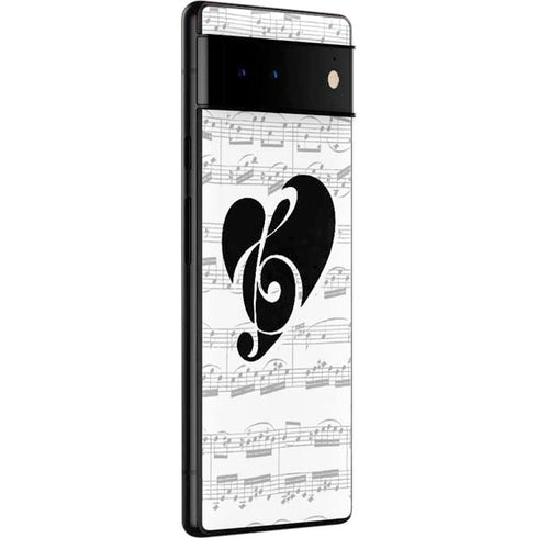 BW Musical Notes Google Pixel 6 Skin